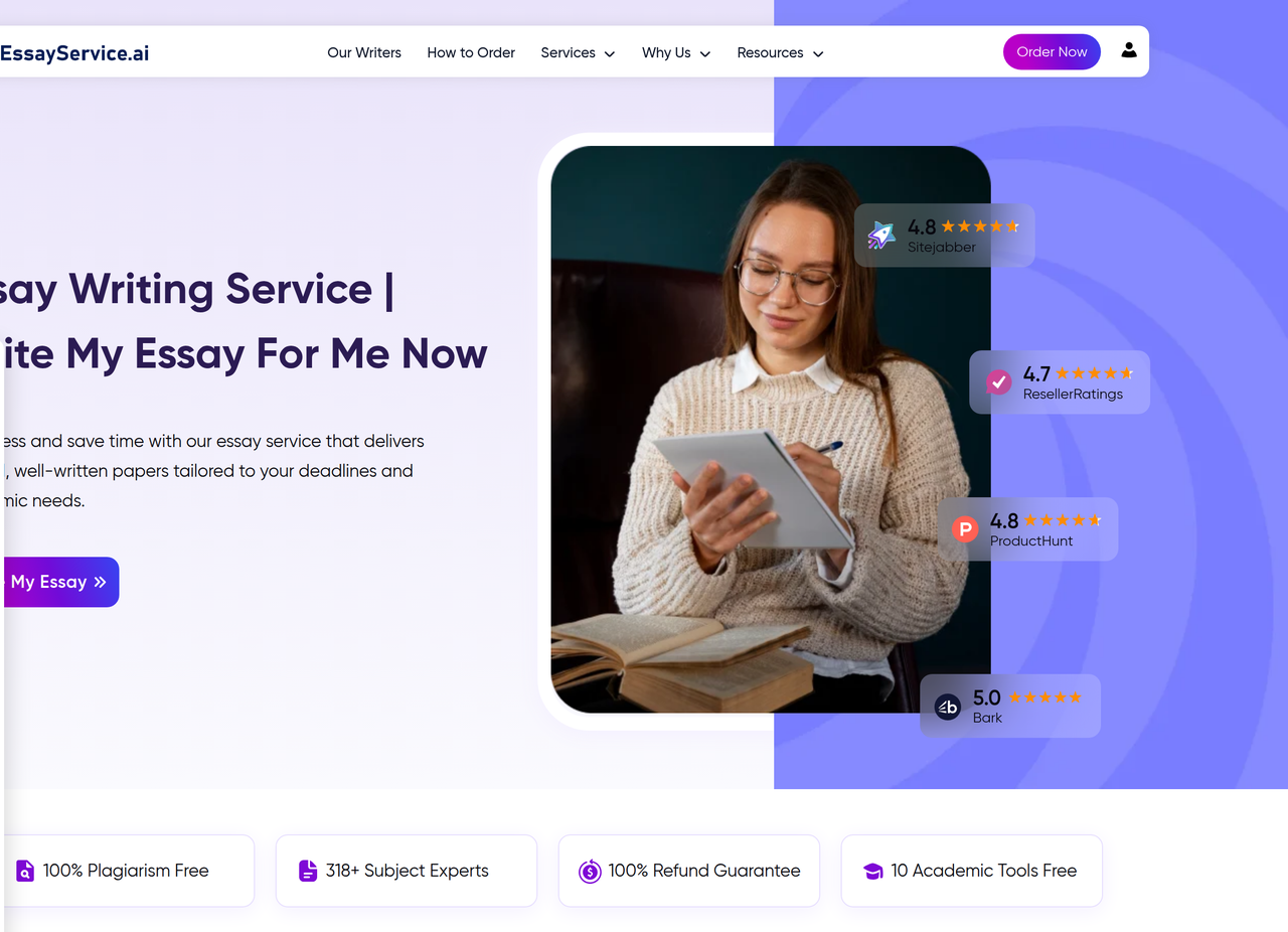 Screenshot of EssayService AI