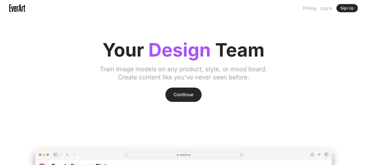 Screenshot of EverArt AI