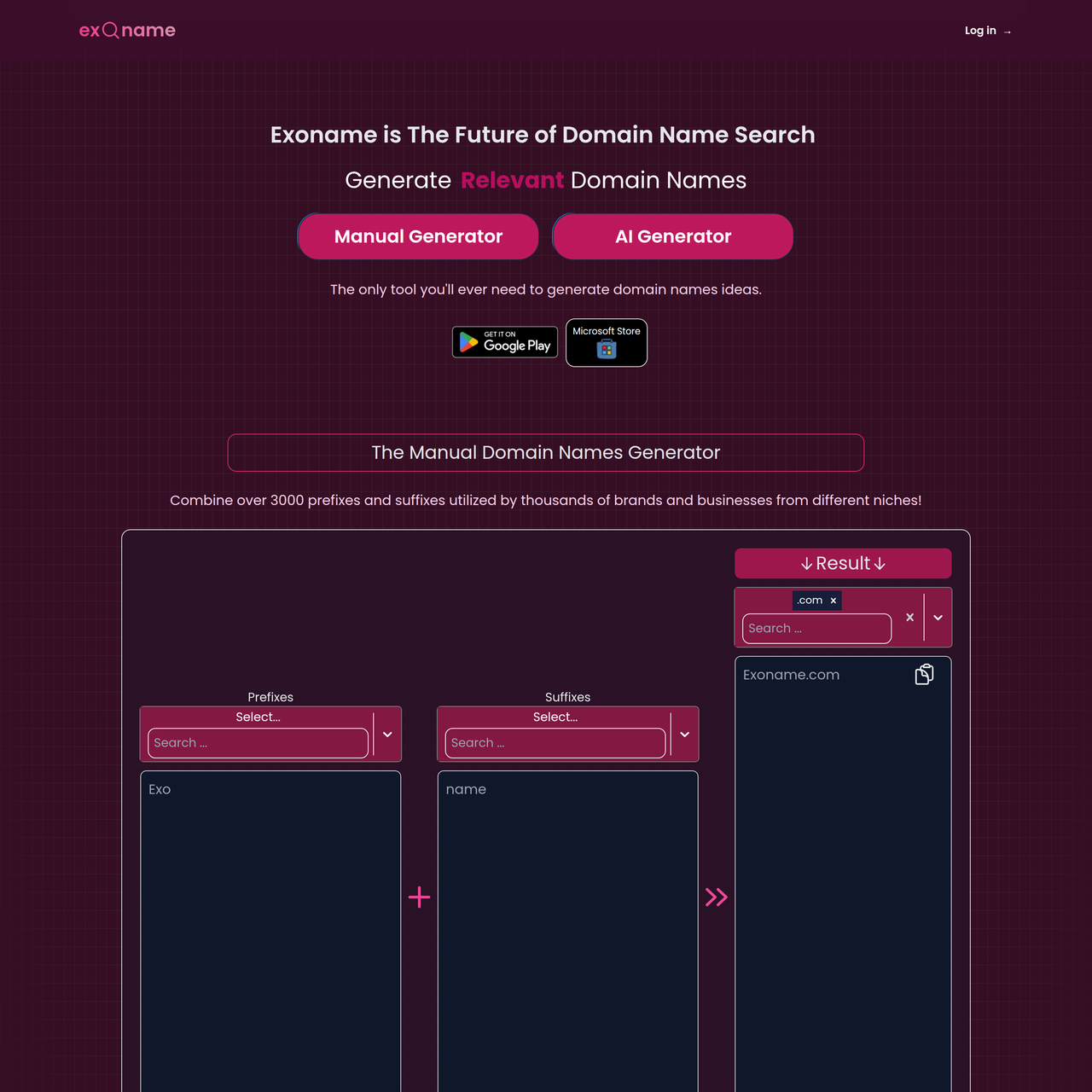 Screenshot of Exoname