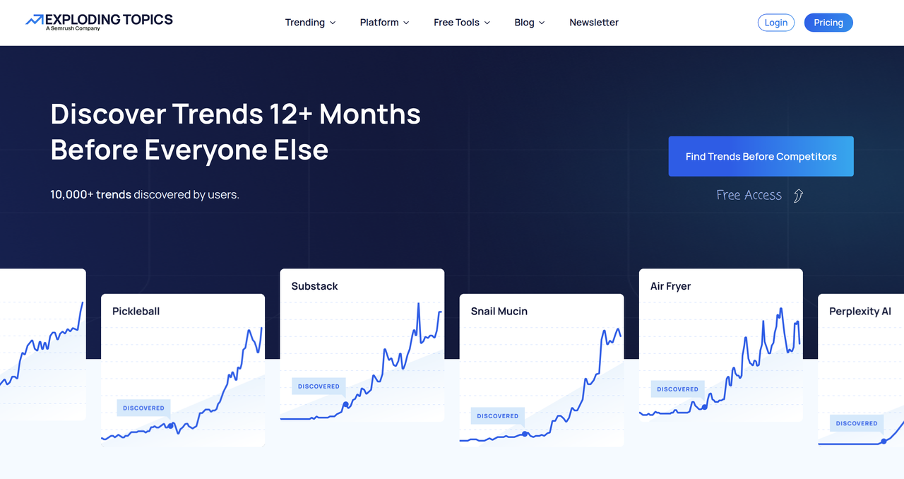 Screenshot of Exploding Topics