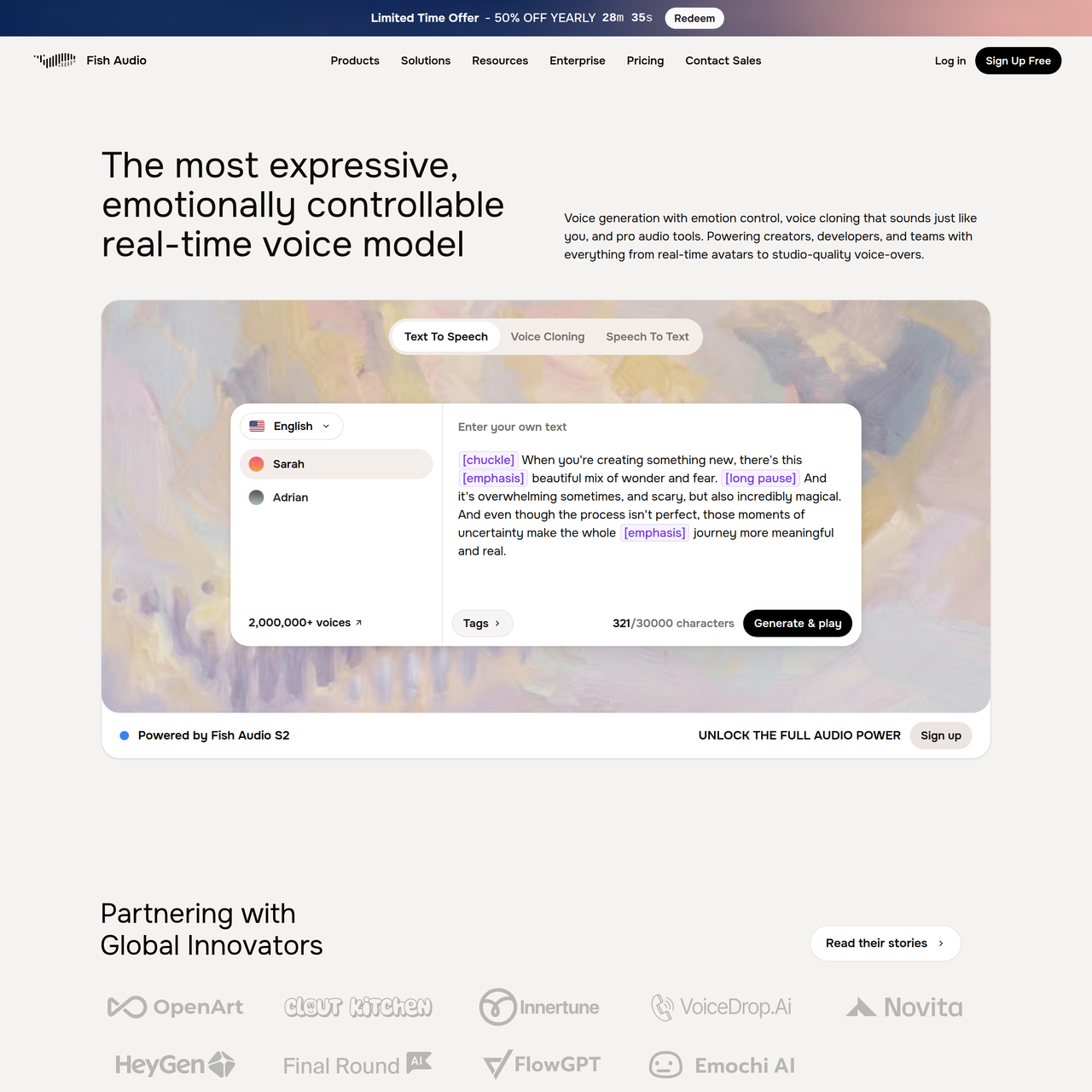 Screenshot of Fish Audio