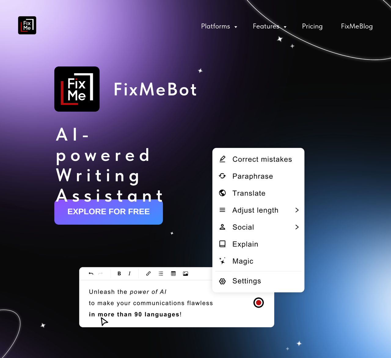 Screenshot of FixMeBot