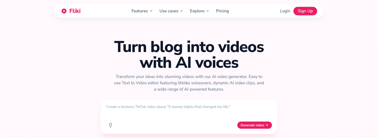 Screenshot of Fliki AI