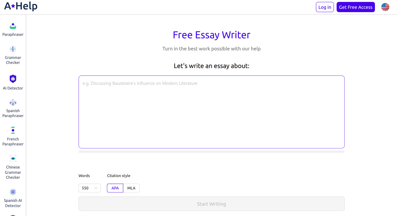Screenshot of Free Essay Generator