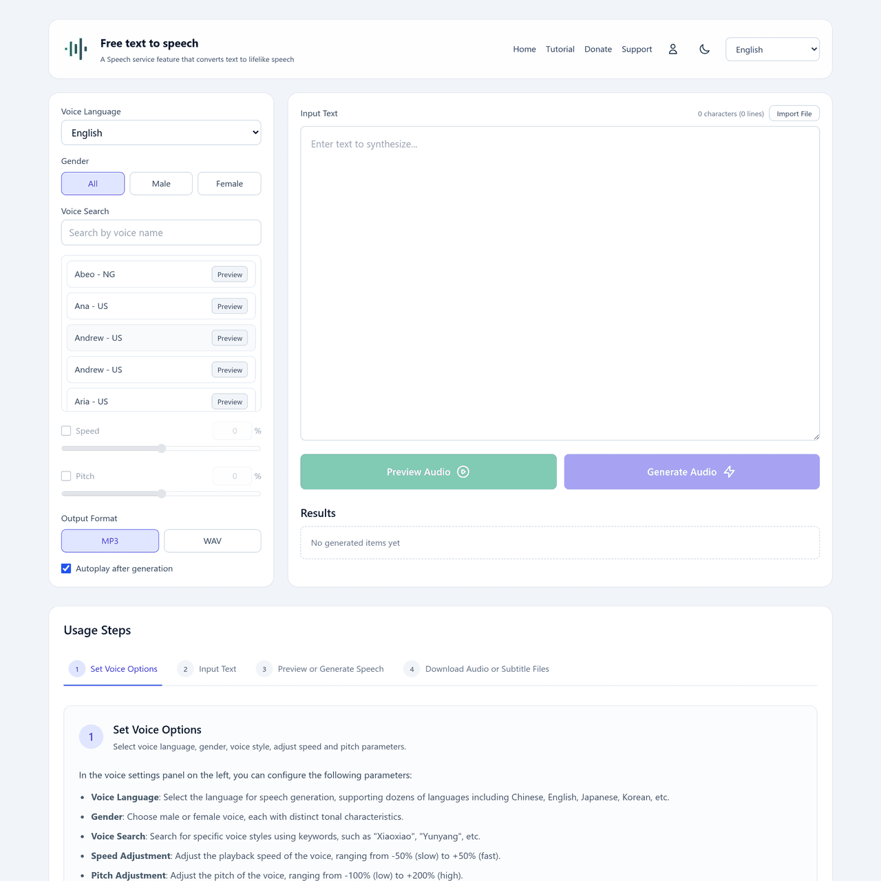 Screenshot of Free Text To Speech Online