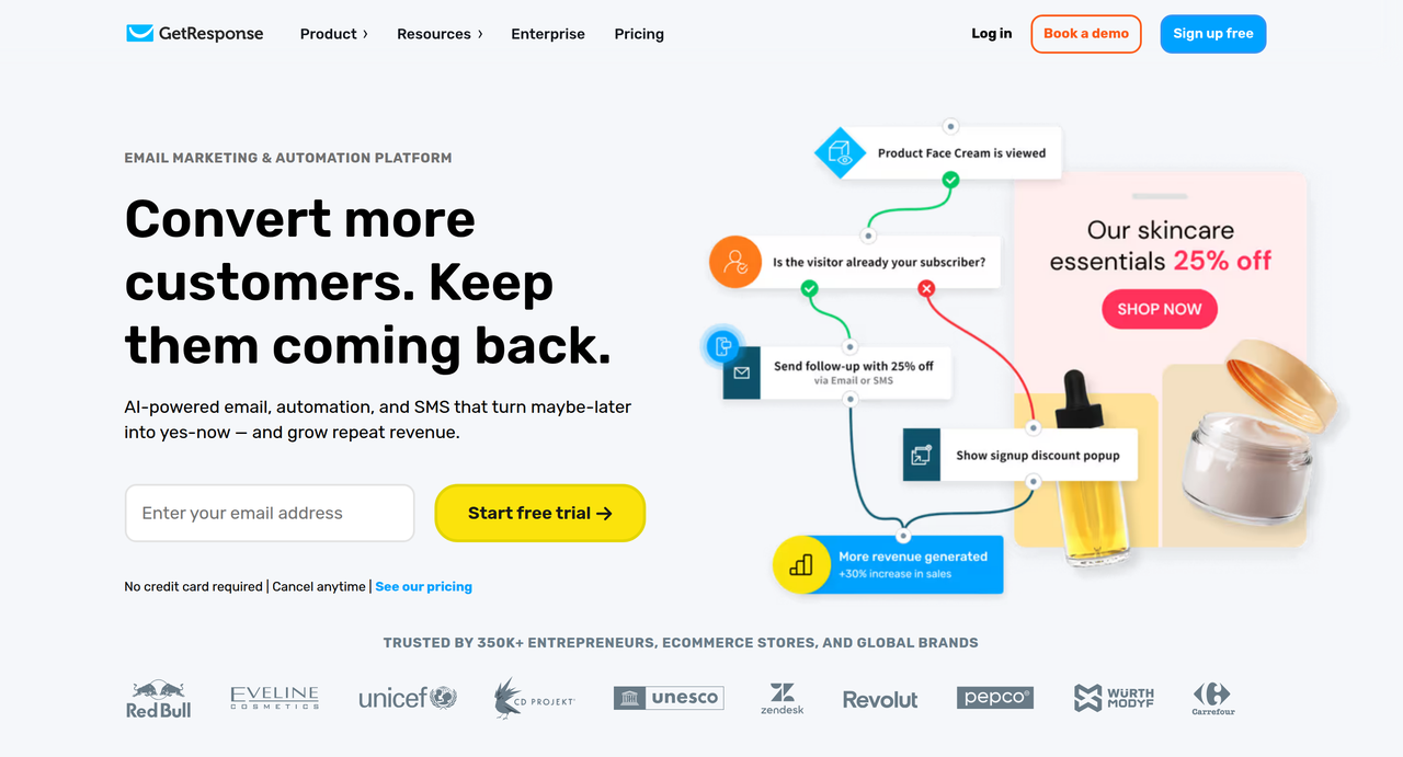 Screenshot of GetResponse