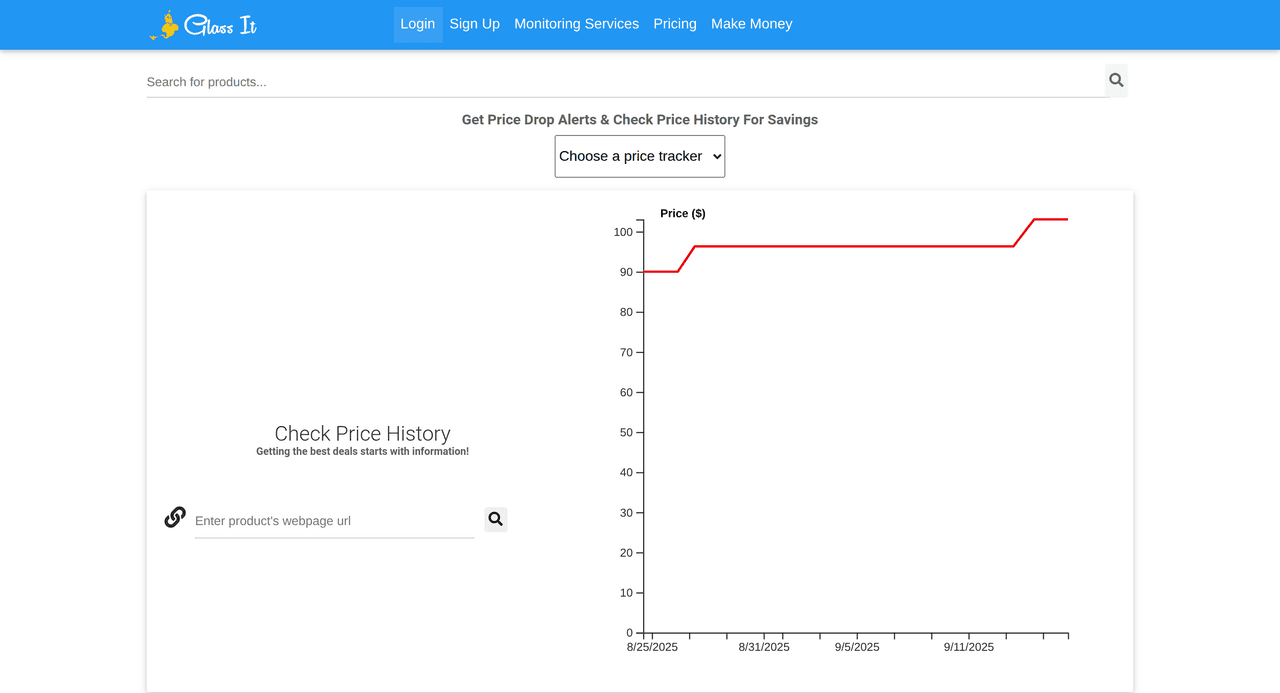 Screenshot of Glass It Price Tracker