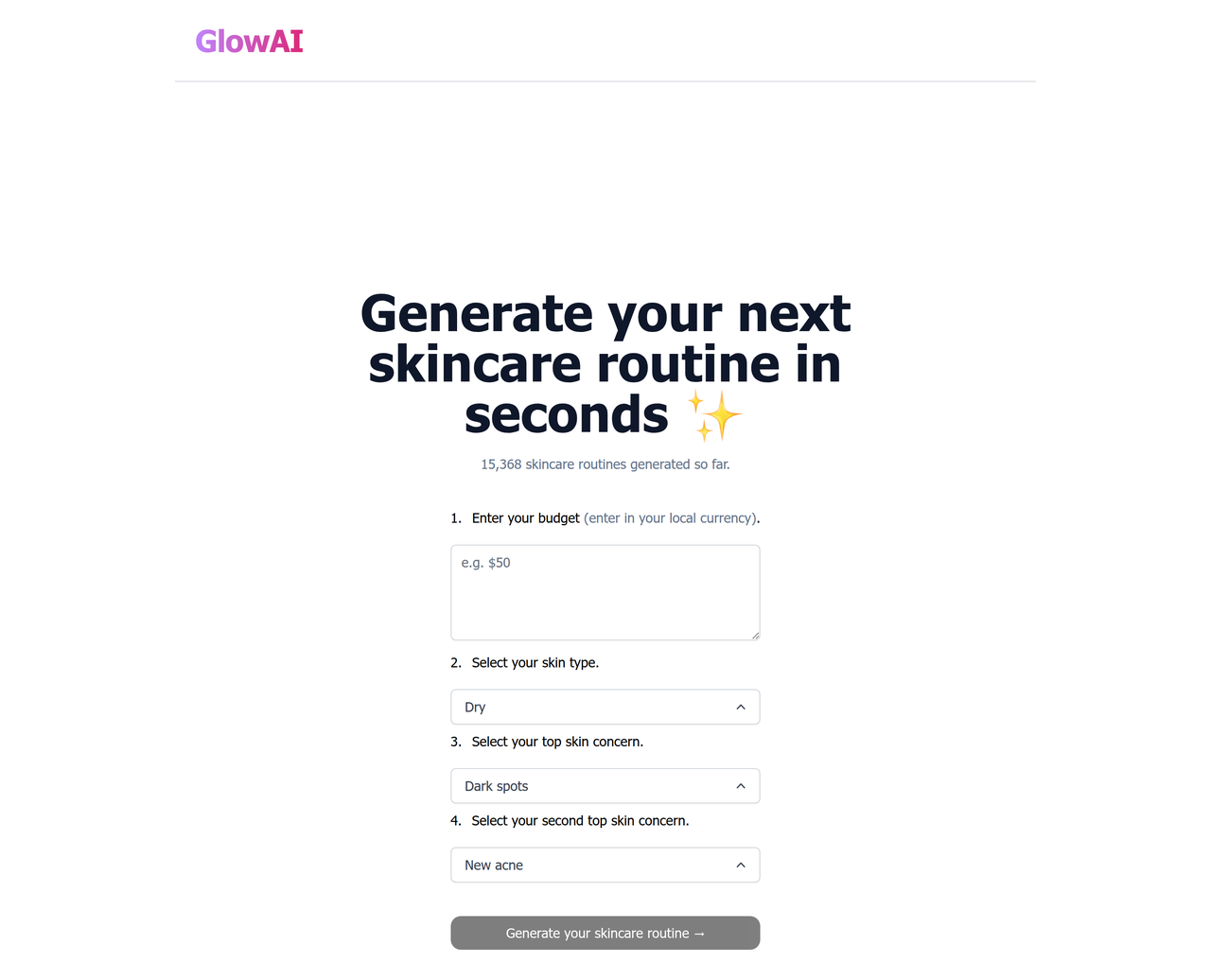 Screenshot of Glow AI