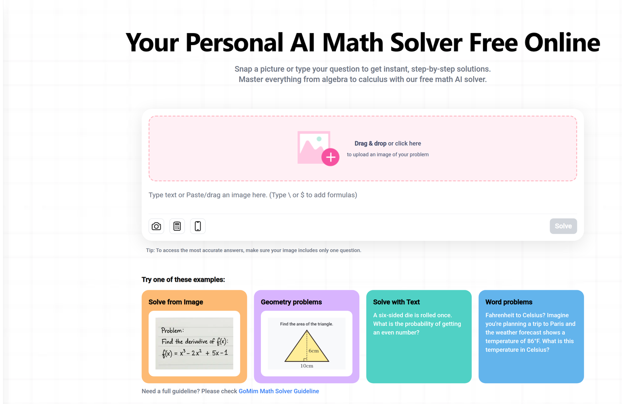 Screenshot of GoMim Math AI