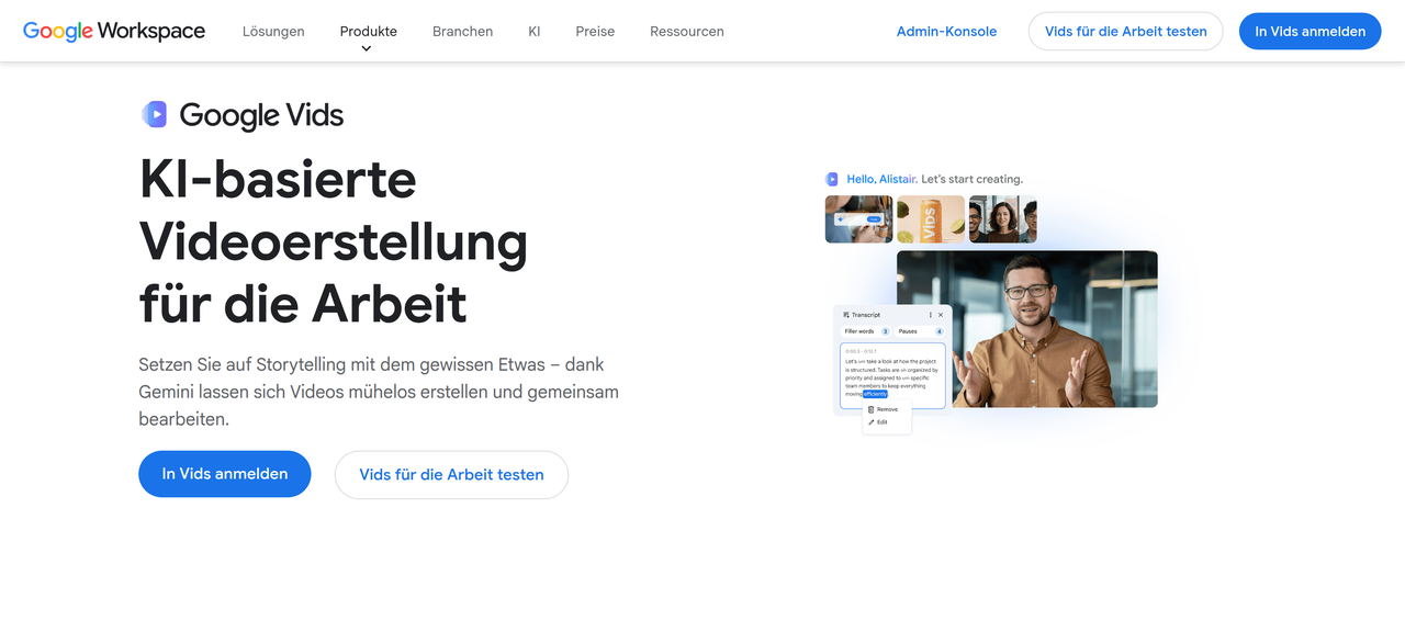Screenshot of Google Vids