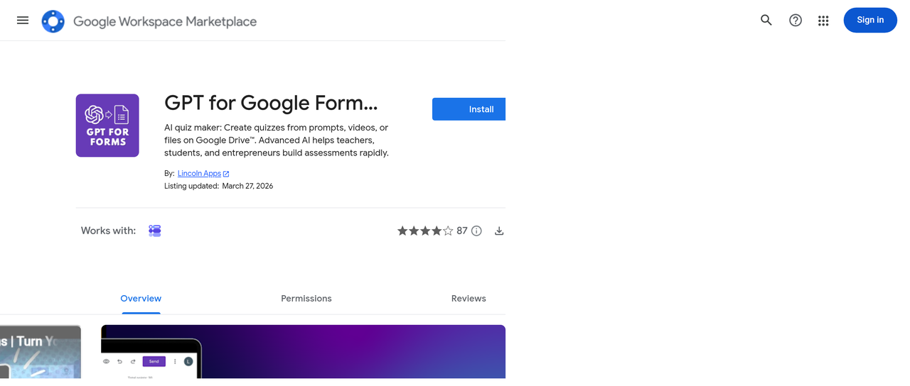 Screenshot of GPT For Google Forms