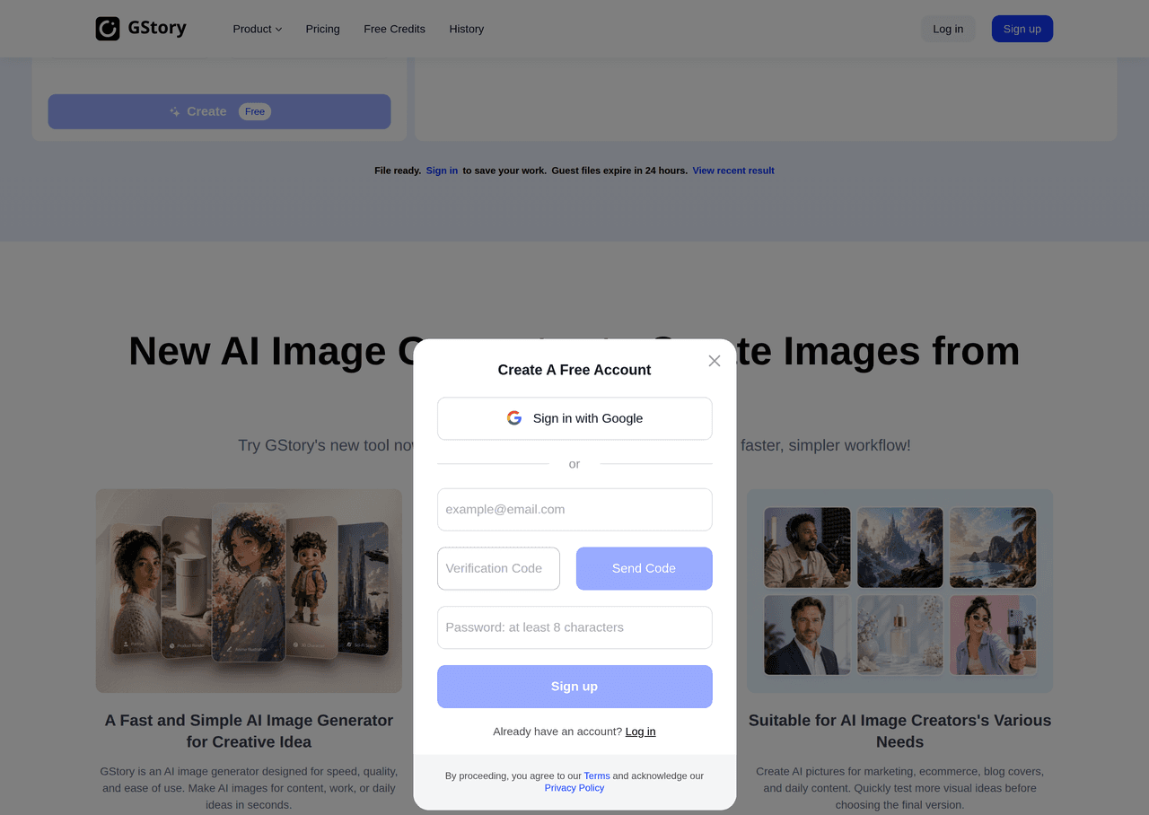 Screenshot of GStory AI