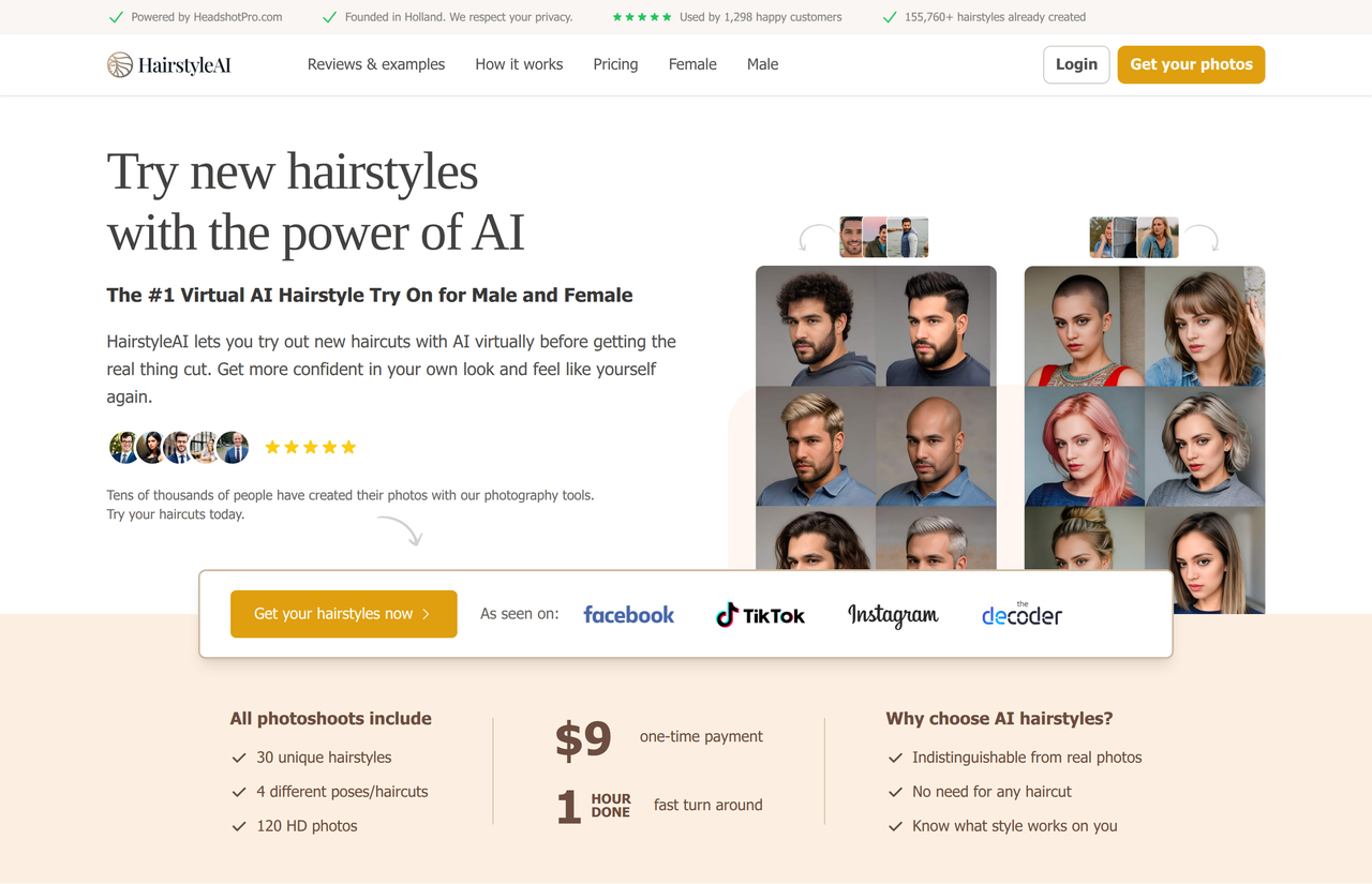 Screenshot of HairStyle AI