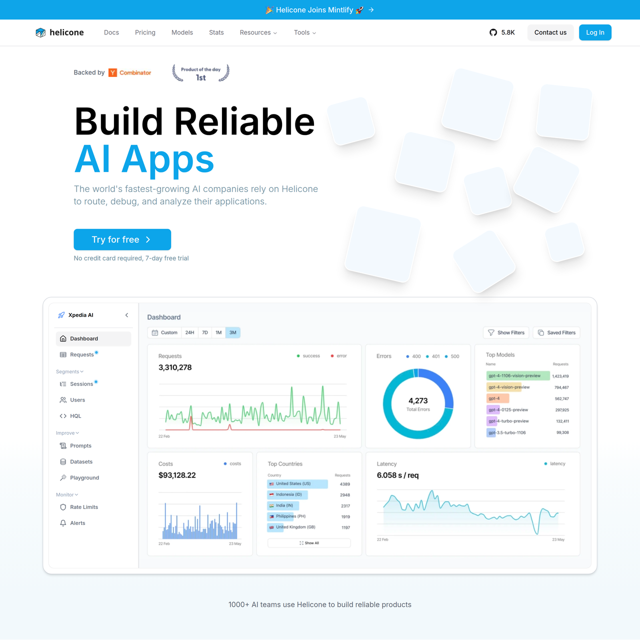 Screenshot of Helicone