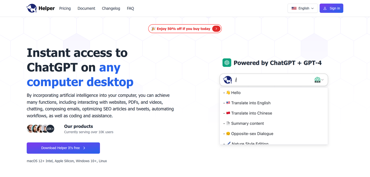 Screenshot of Helper