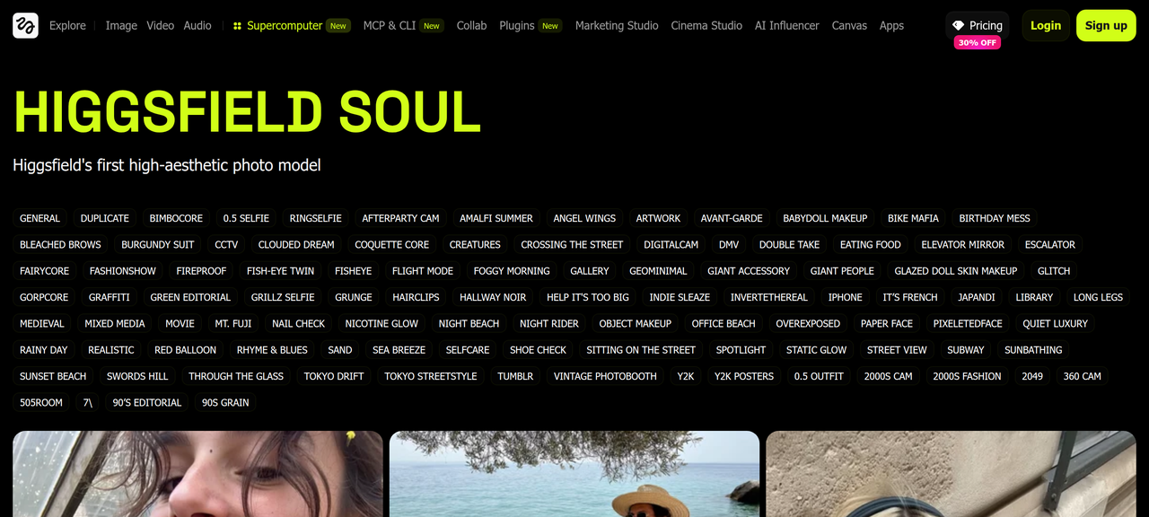 Screenshot of Higgsfield Soul