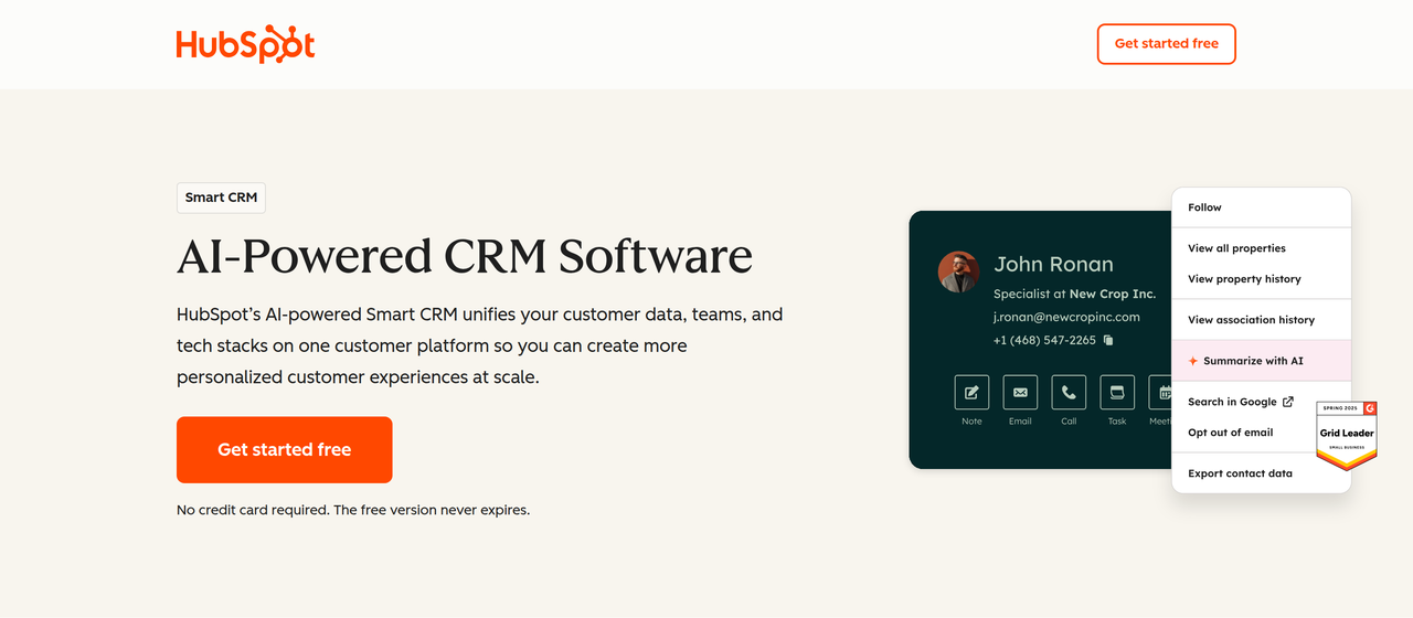 Screenshot of HubSpot CRM