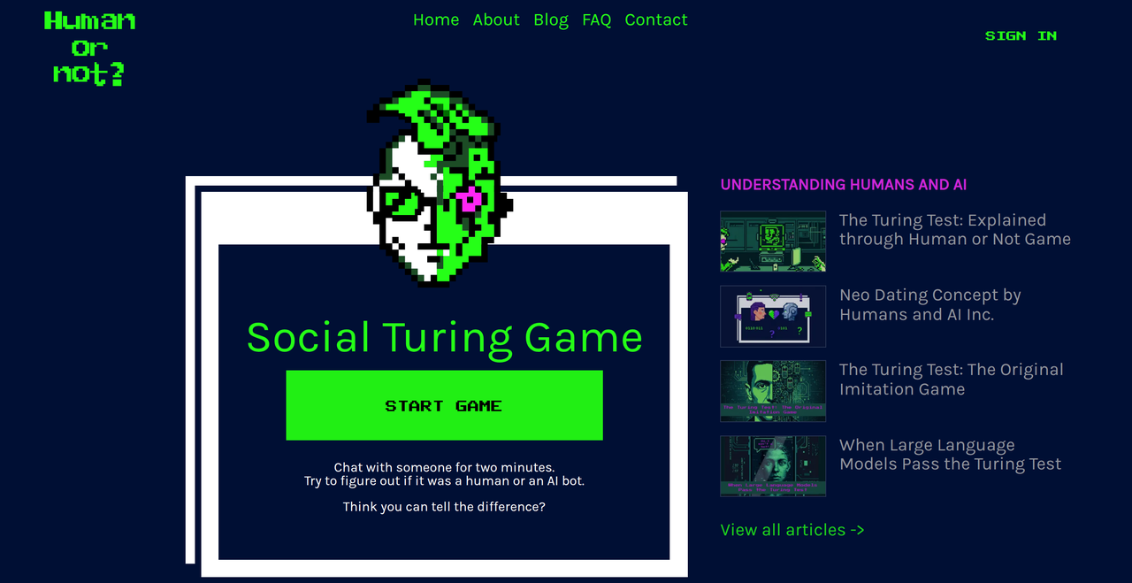 Screenshot of Human or Not 2