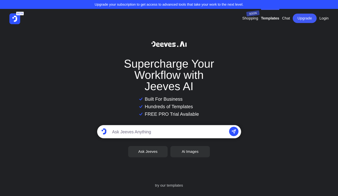 Screenshot of Jeeves.Ai