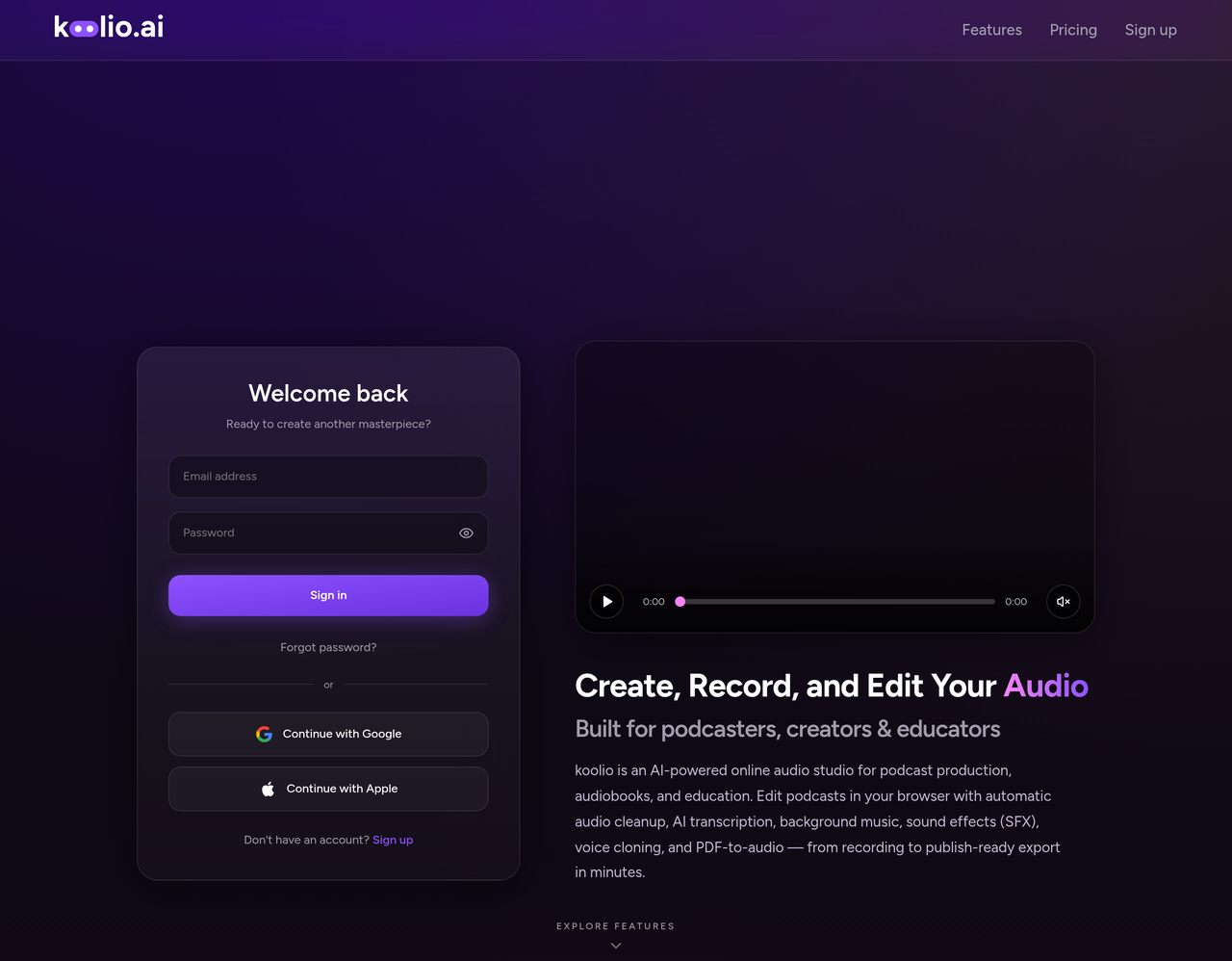 Screenshot of Koolio.ai