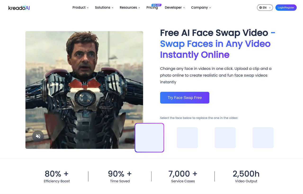 Screenshot of KreadoAI FaceSwap