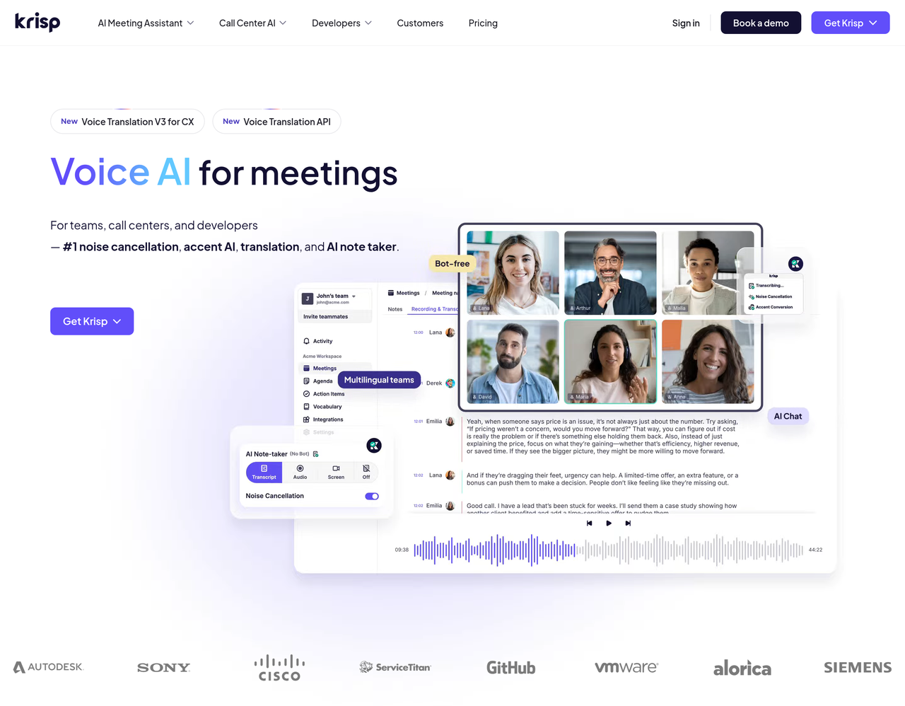 Screenshot of Krisp