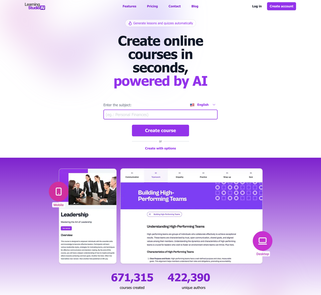Screenshot of LearningStudioAI