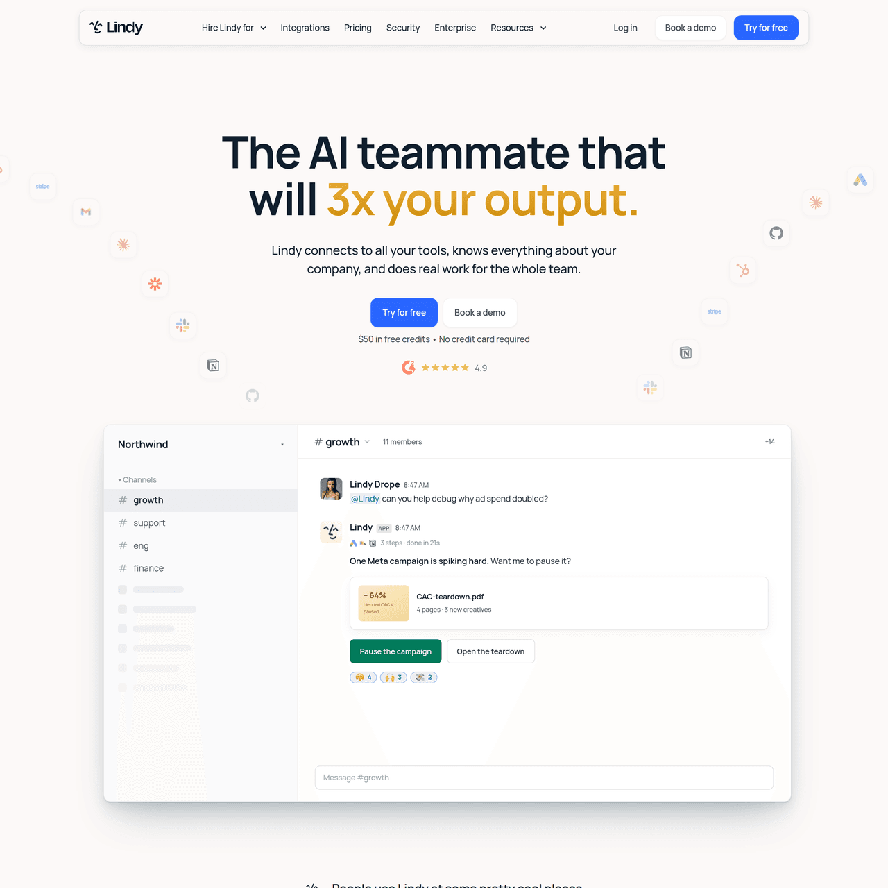 Screenshot of Lindy.ai