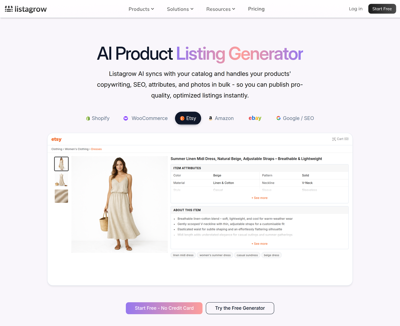 Screenshot of Listagrow AI