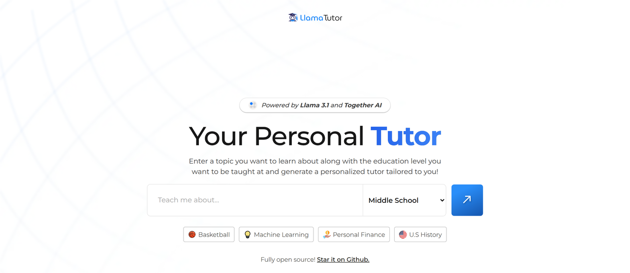 Screenshot of Llama Tutor