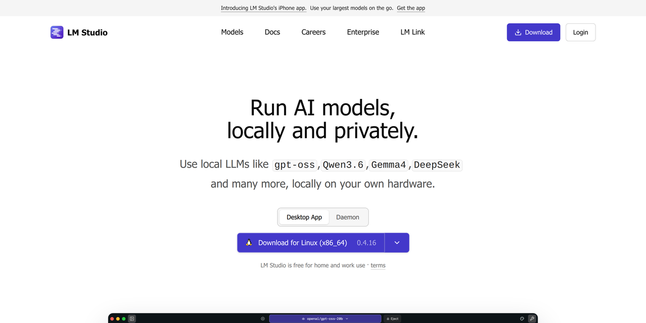 Screenshot of LM Studio