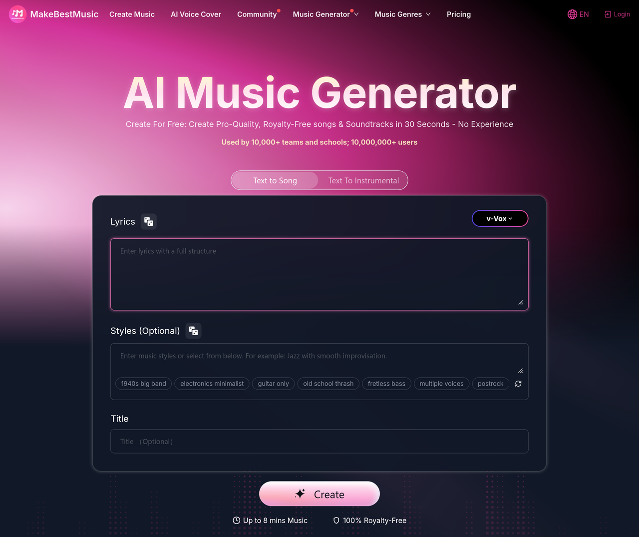 Screenshot of MakeBestMusic
