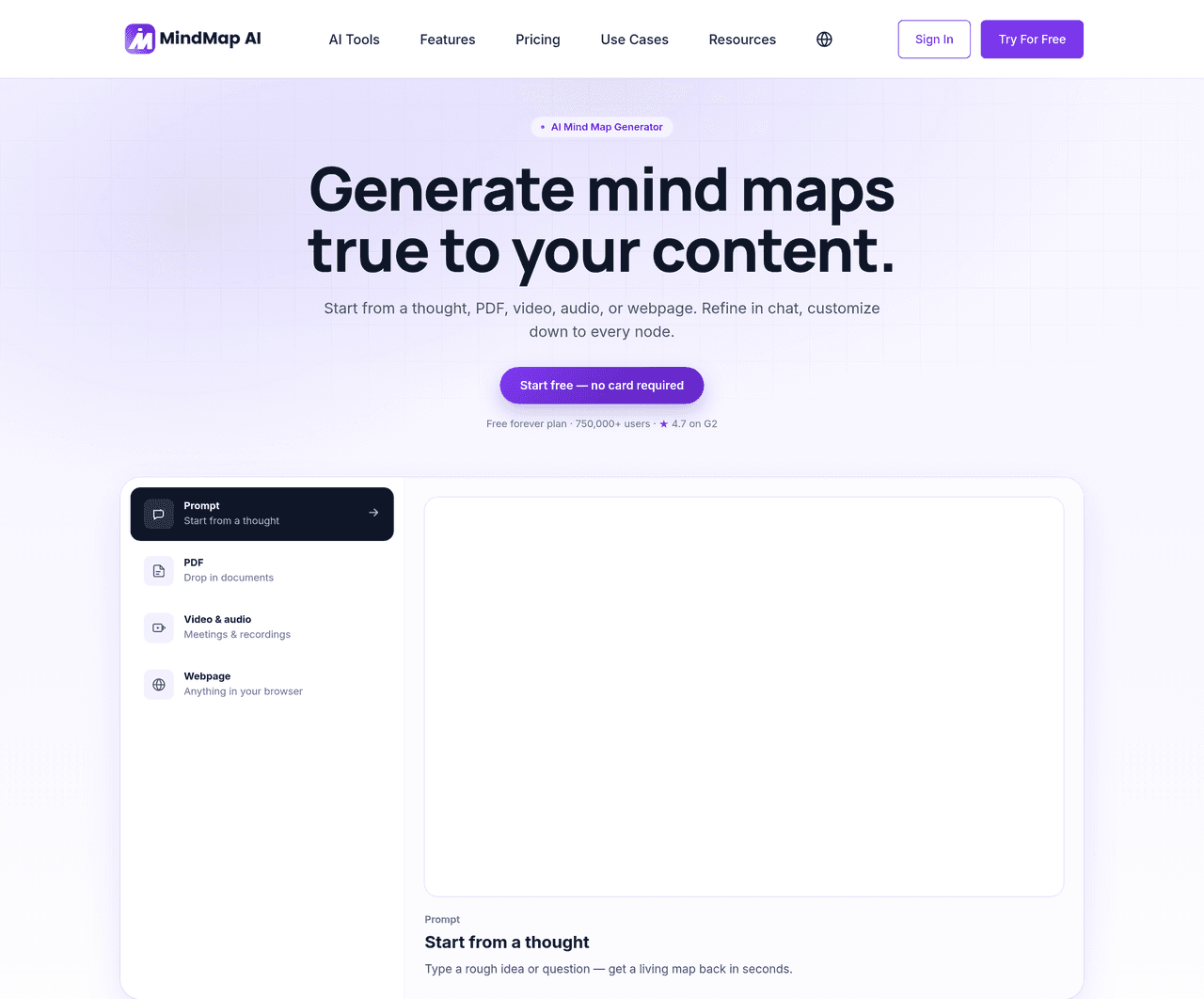 Screenshot of Mindmap.ai