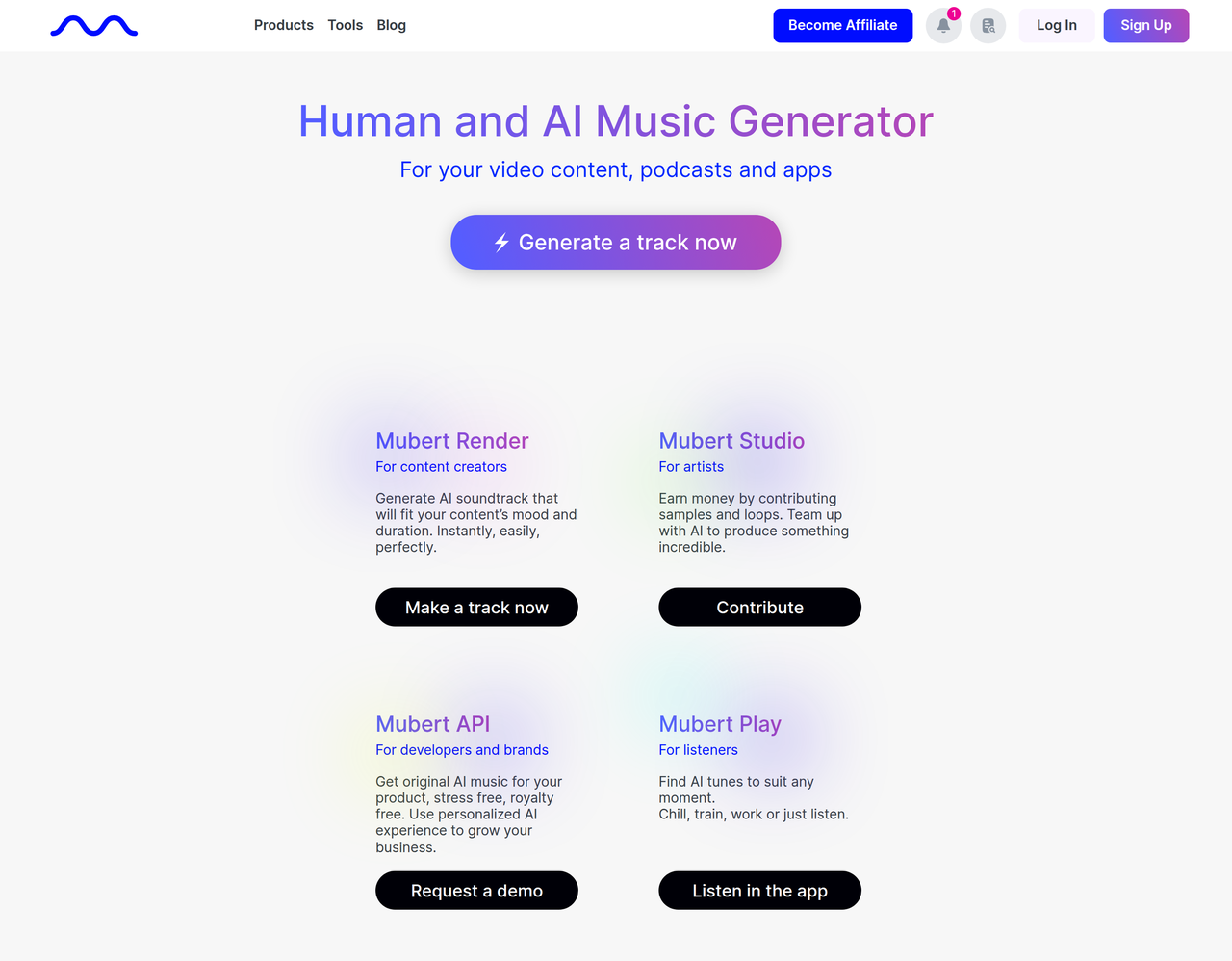 Screenshot of Mubert AI