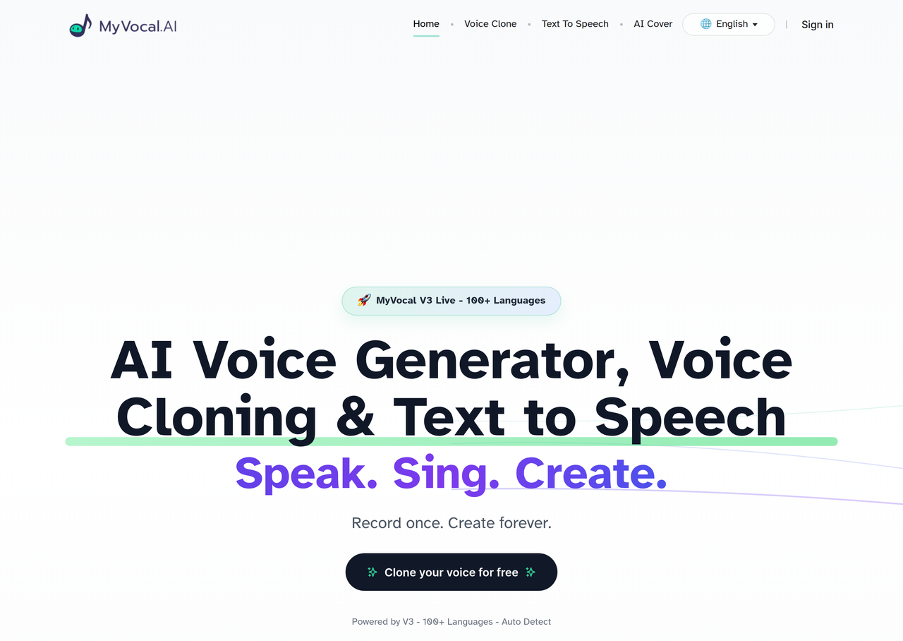 Screenshot of MyVocal AI