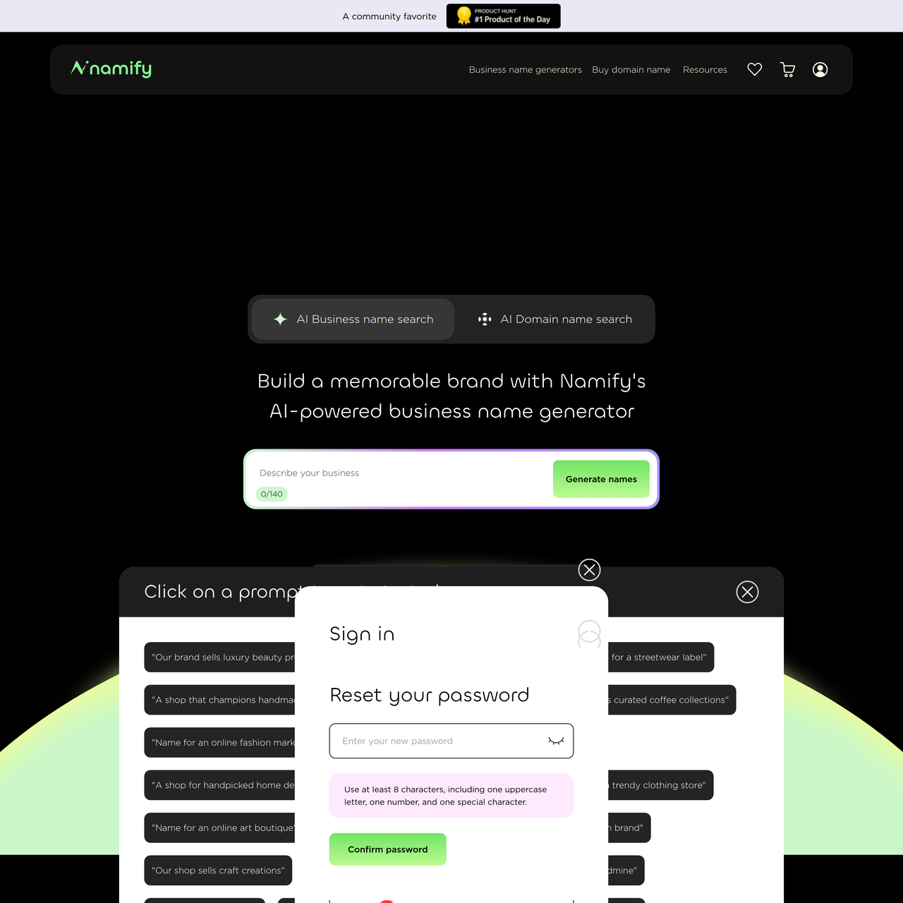 Screenshot of Namify AI