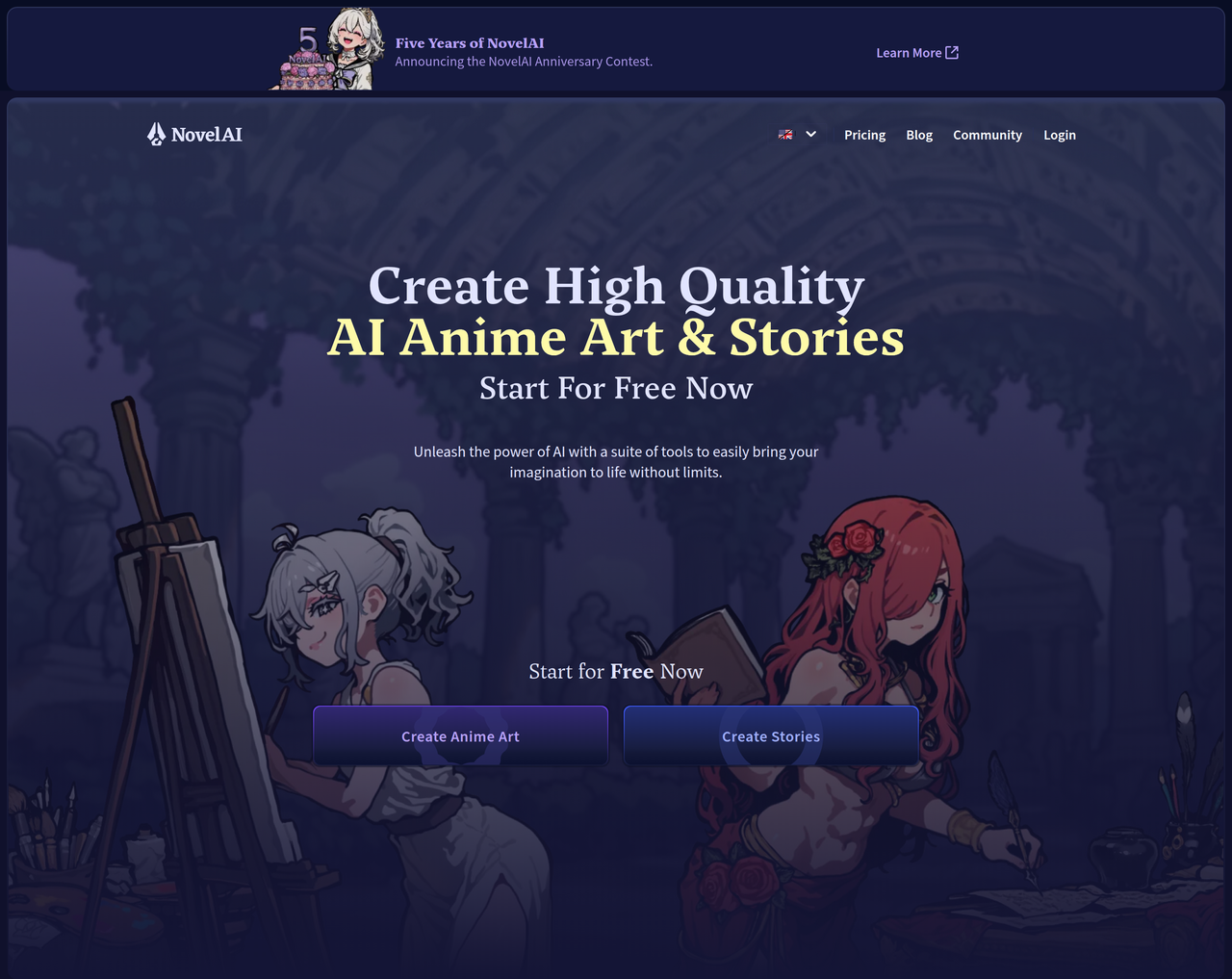 Screenshot of NovelAI