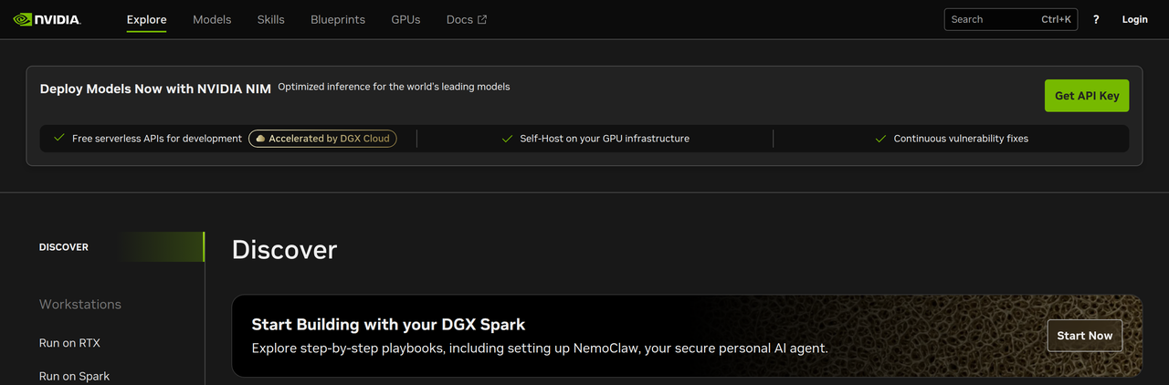 Screenshot of NVIDIA NIM APIs