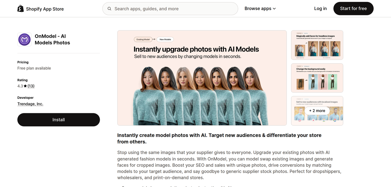 Screenshot of OnModel.ai