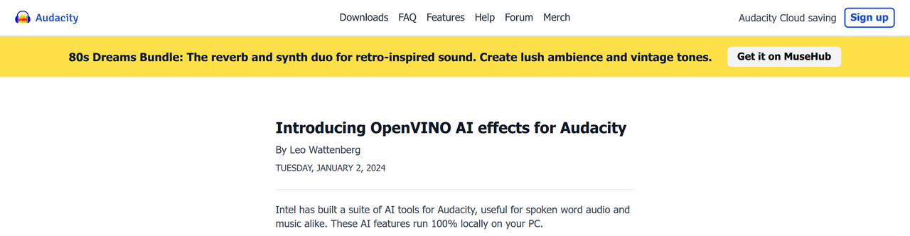 Screenshot of OpenVINO by Audacity