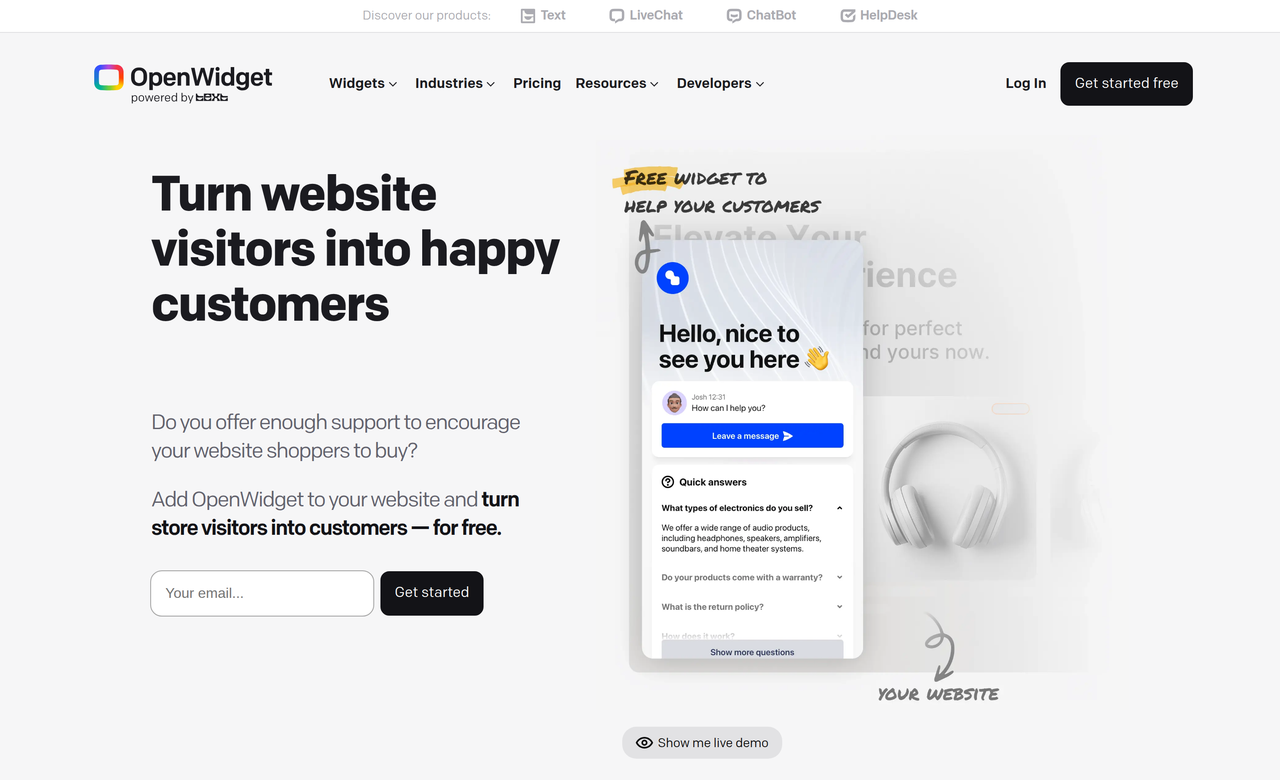 Screenshot of OpenWidget