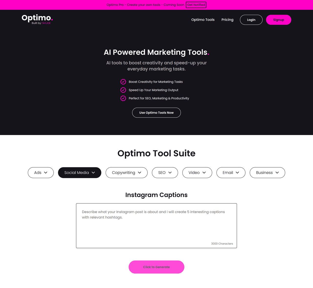 Screenshot of Optimo