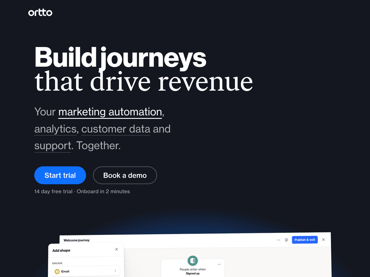 Screenshot of Ortto