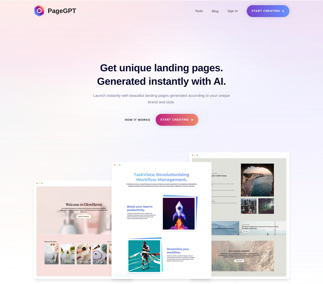 Screenshot of PageGPT