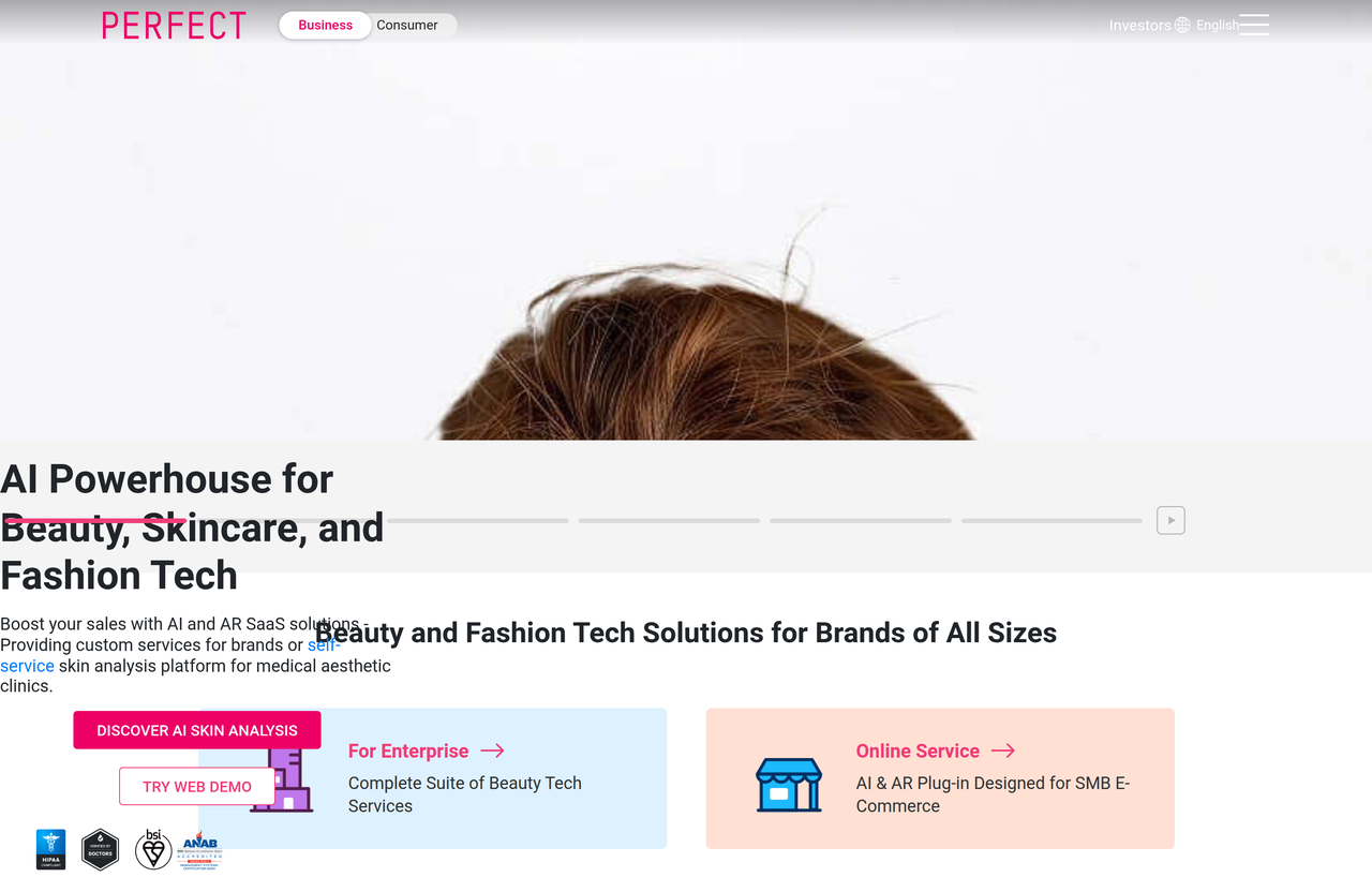 Screenshot of PerfectCorp Business