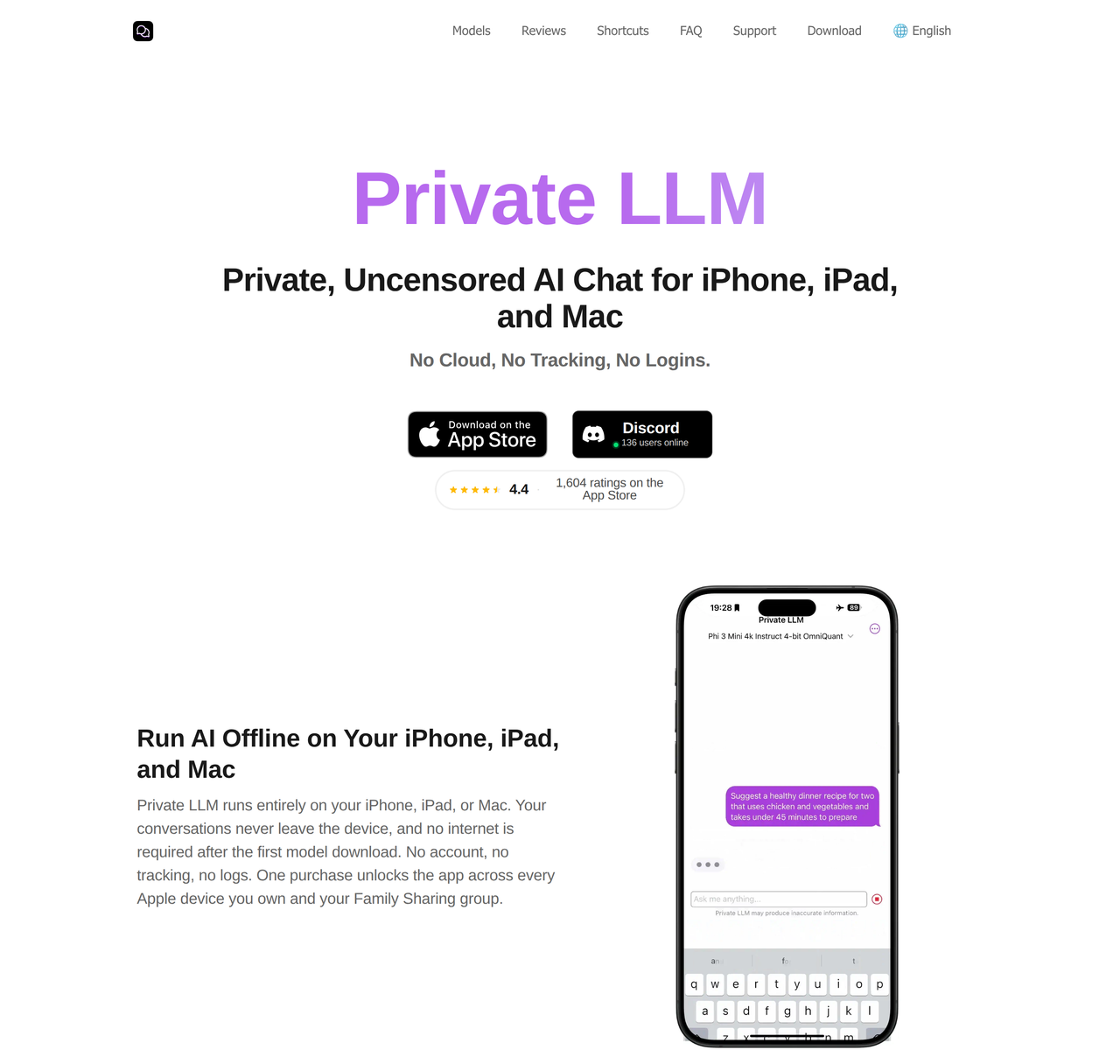 Screenshot of Private LLM