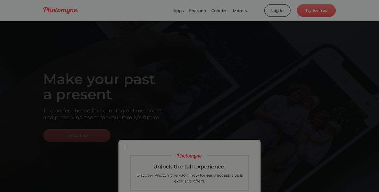 Screenshot of Photomyne