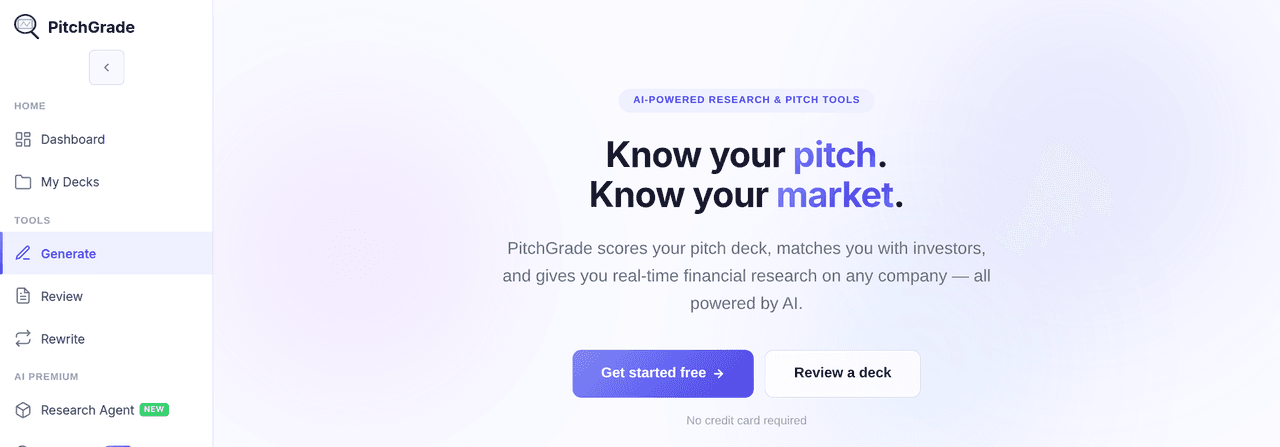 Screenshot of Pitchgrade