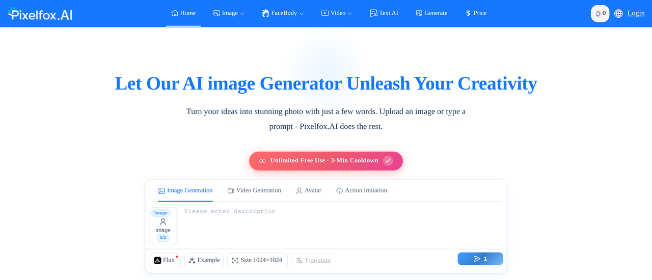 Screenshot of Pixelfox AI