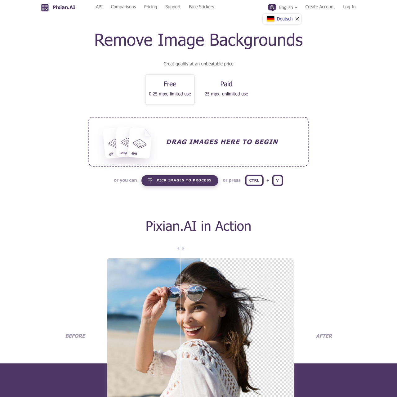 Screenshot of Pixian.ai